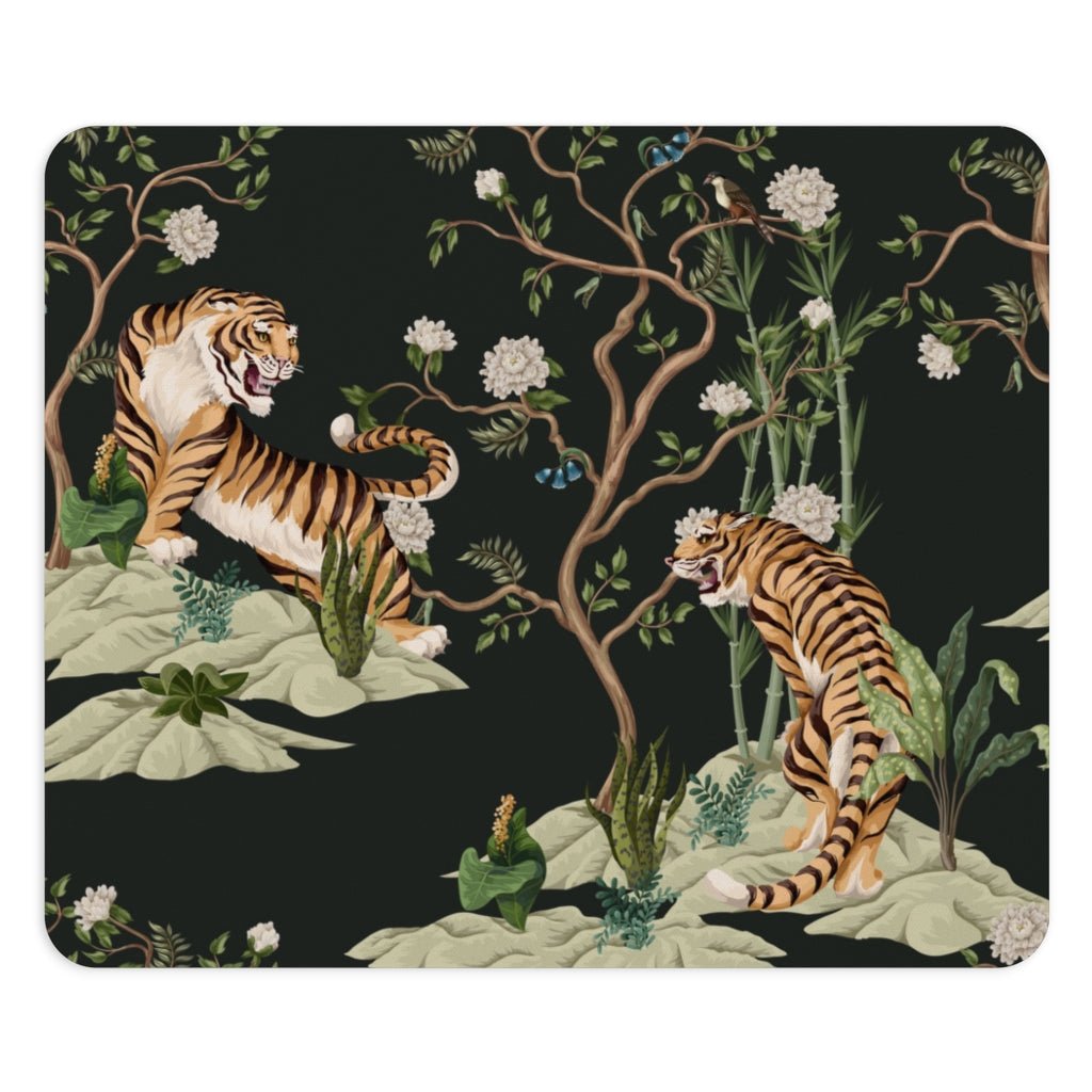 Chinoiserie Tigers and Peonies Mouse Pad - Puffin Lime