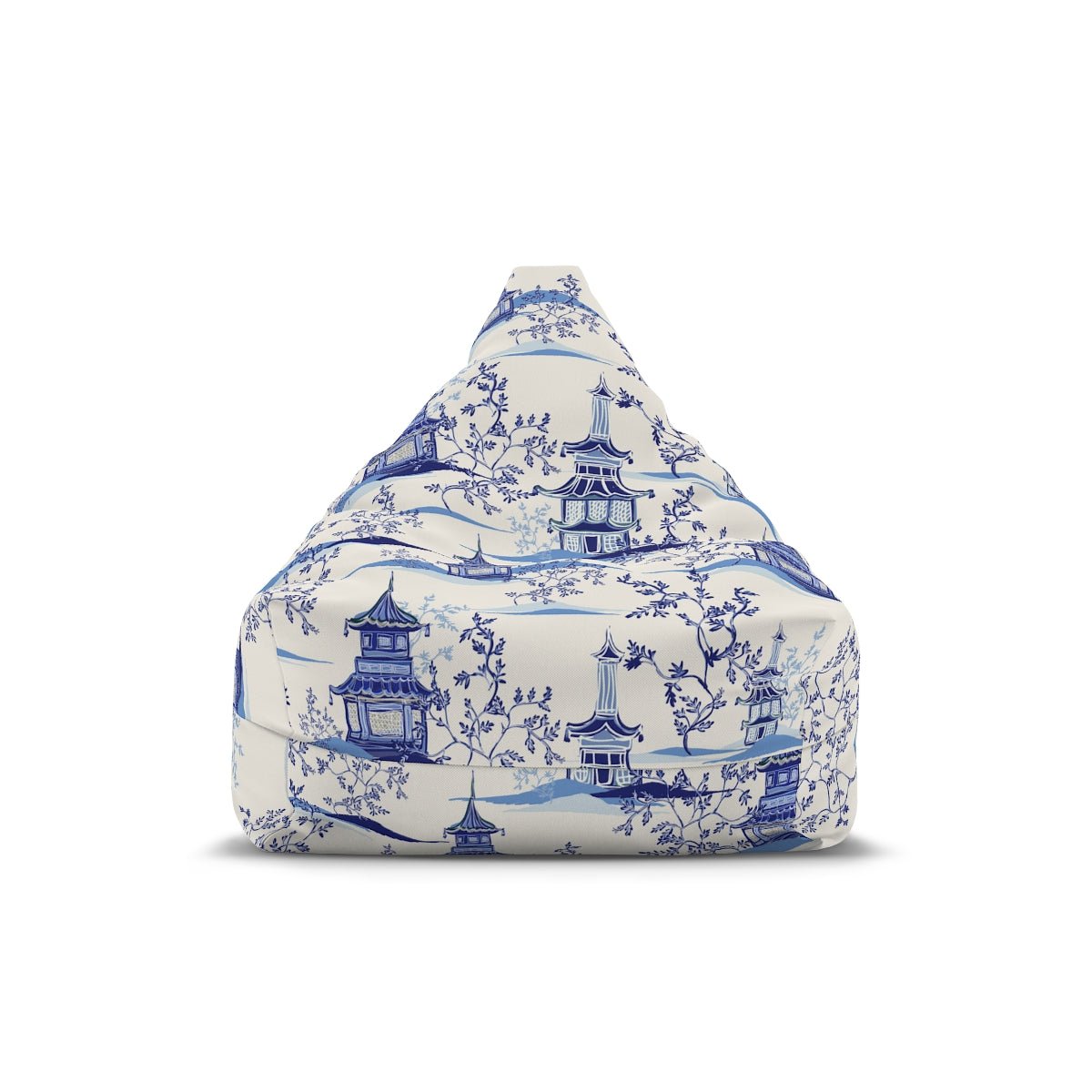 Chinoiserie Vintage Chinese Pagodas Bean Bag Chair Cover - Puffin Lime