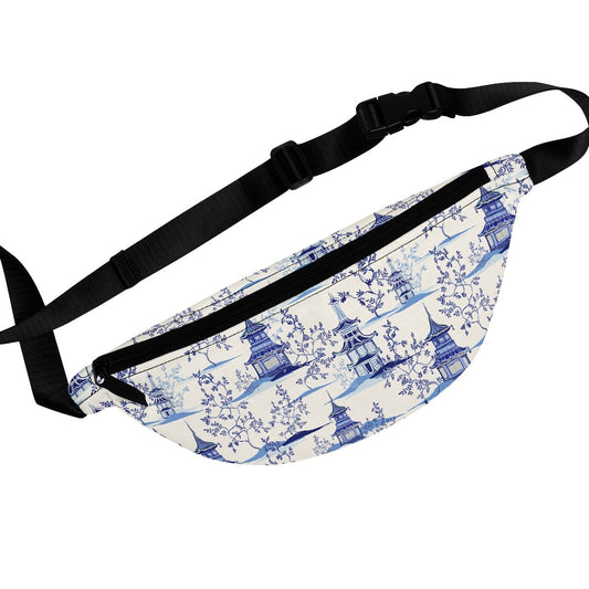 Chinoiserie Vintage Chinese Pagodas Fanny Pack - Puffin Lime