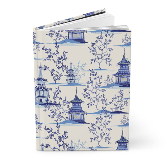 Chinoiserie Vintage Chinese Pagodas Hardcover Journal Matte - Puffin Lime