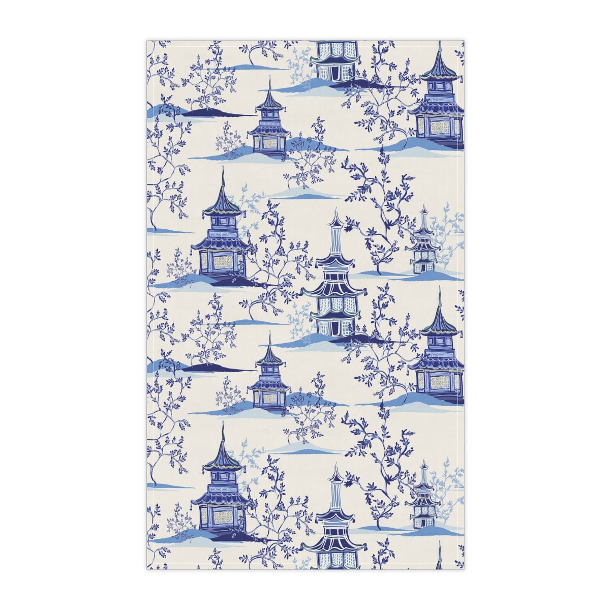 Chinoiserie Vintage Chinese Pagodas Kitchen Towel - Puffin Lime