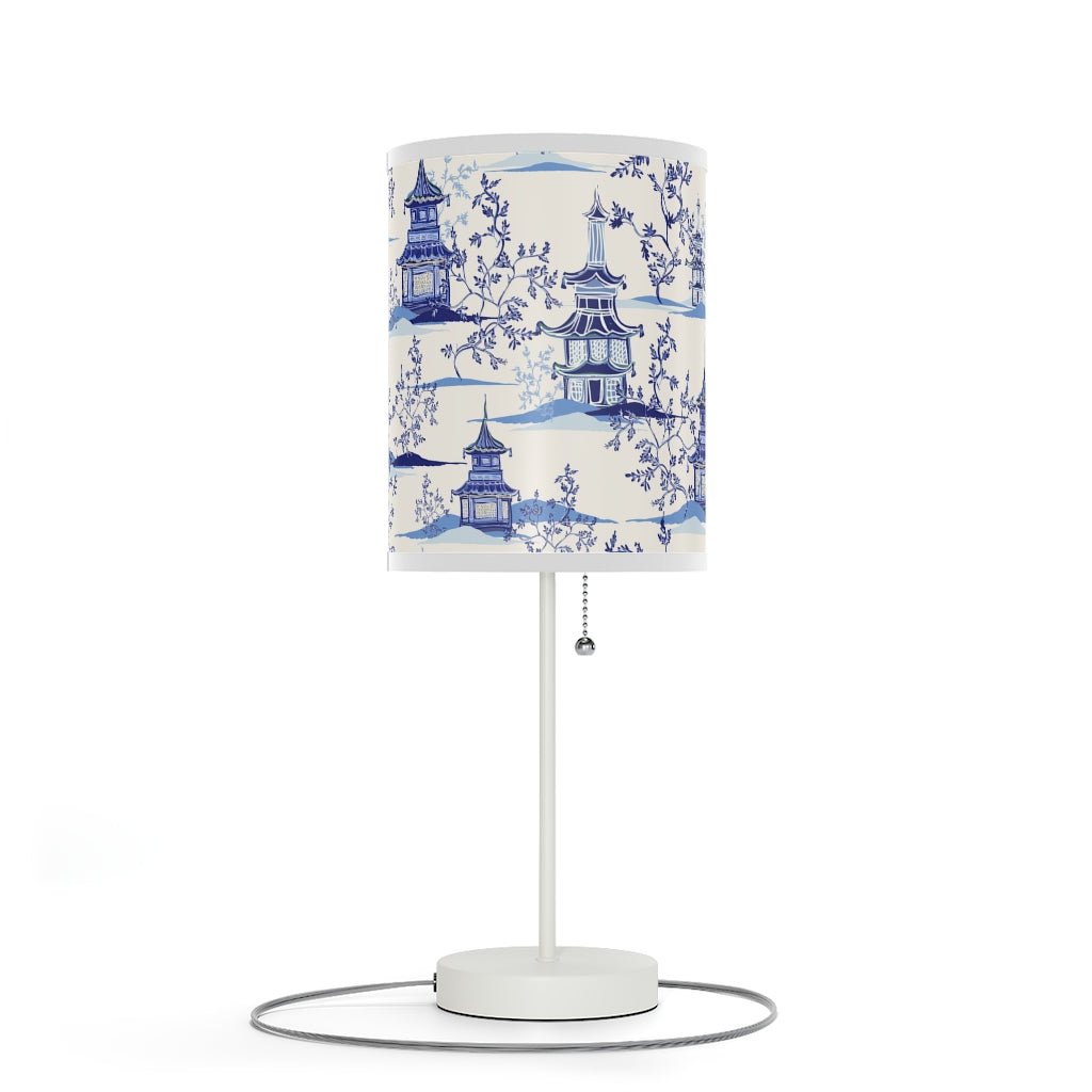 Chinoiserie Vintage Chinese Pagodas Table Lamp - Puffin Lime