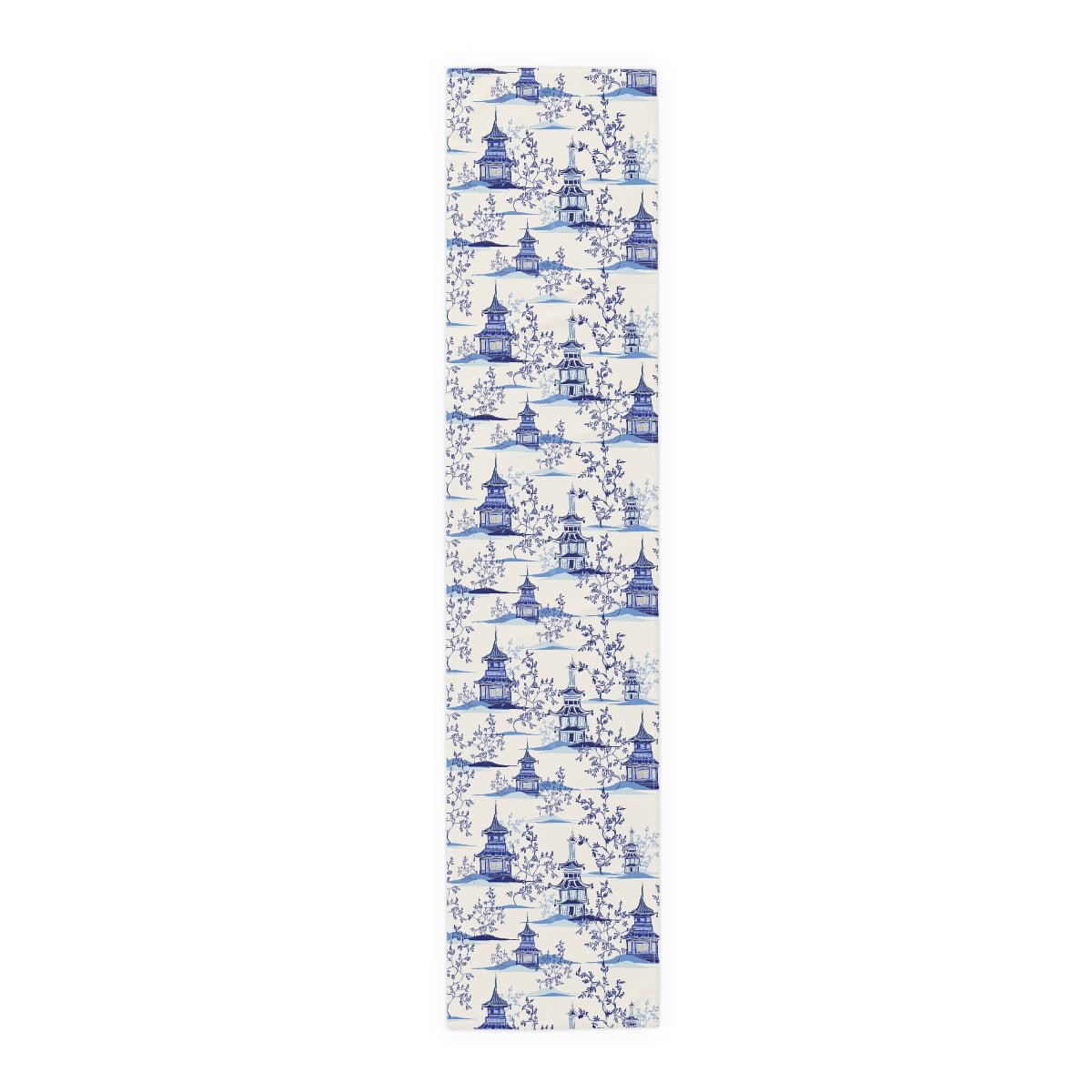 Chinoiserie Vintage Chinese Pagodas Table Runner - Puffin Lime