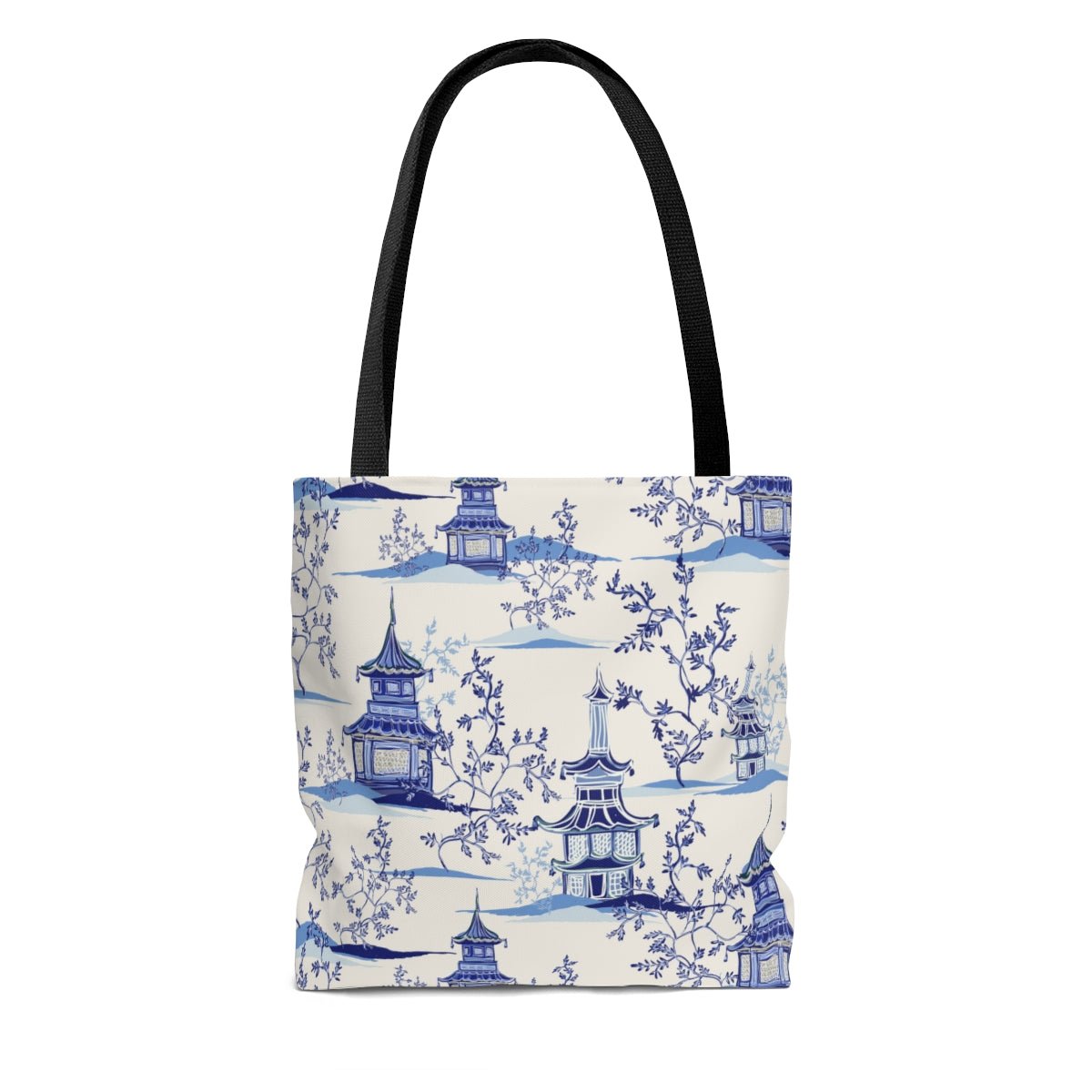 Chinoiserie Vintage Chinese Pagodas Tote Bag - Puffin Lime