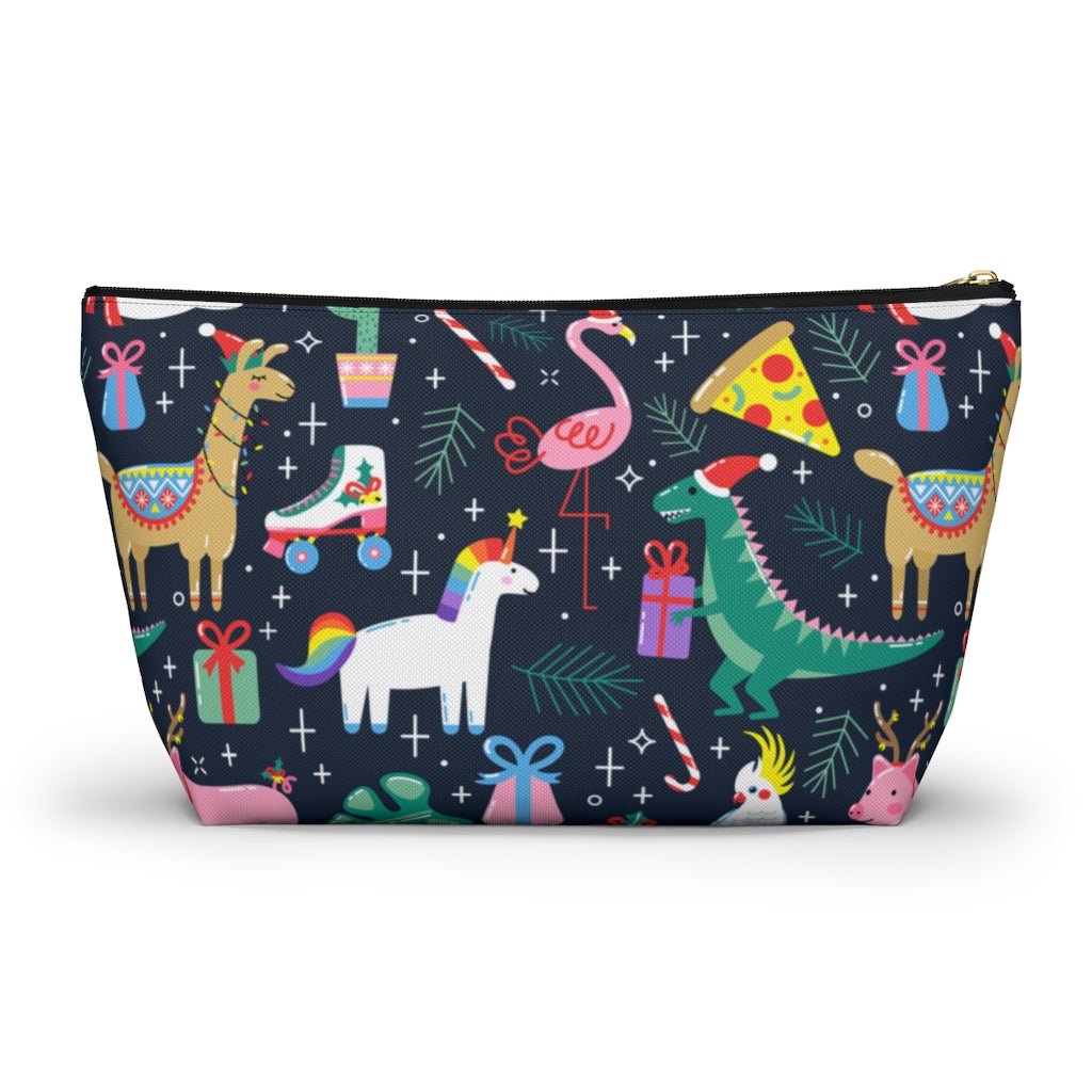 Christmas Animals Accessory Pouch w T-bottom - Puffin Lime