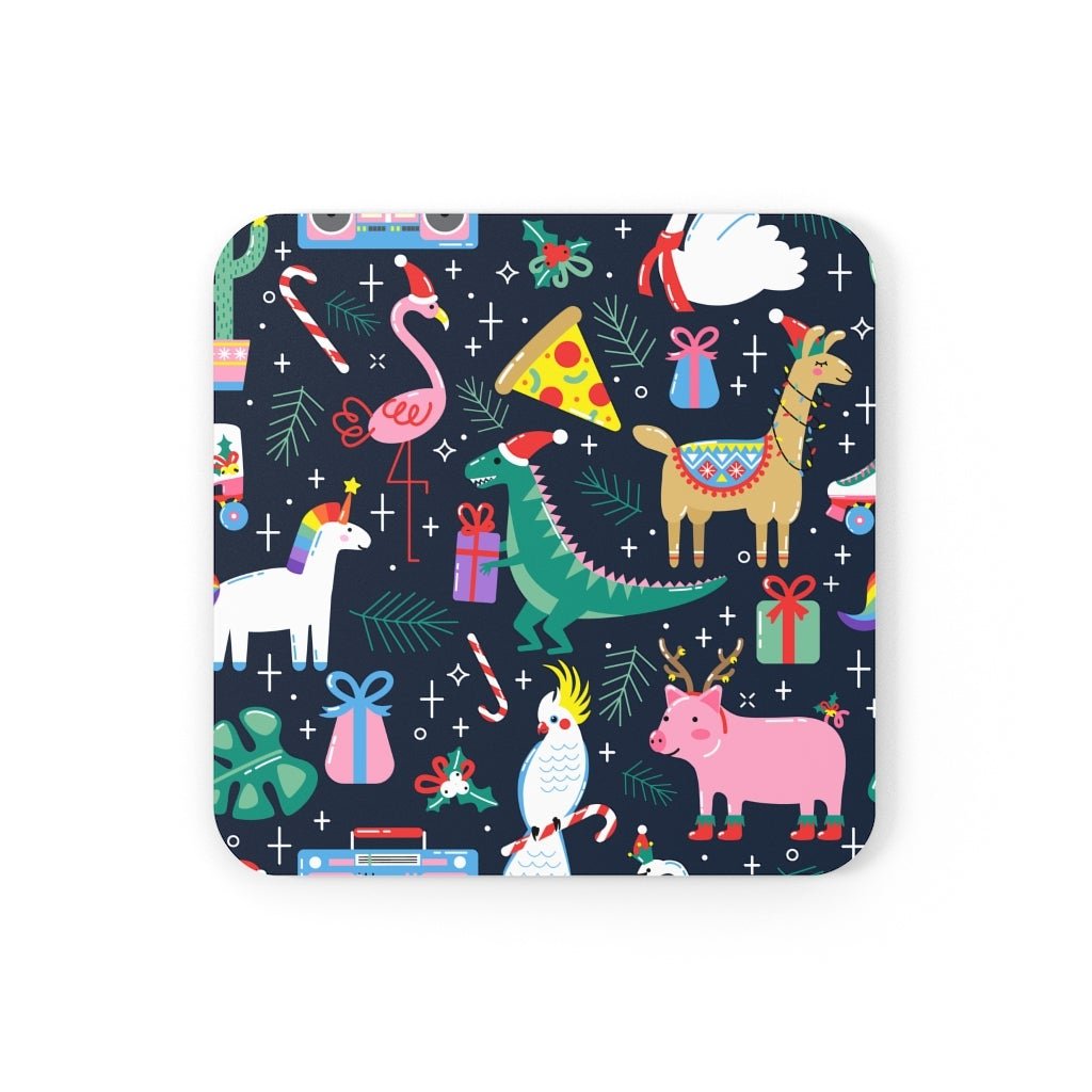 Christmas Animals Corkwood Coaster Set