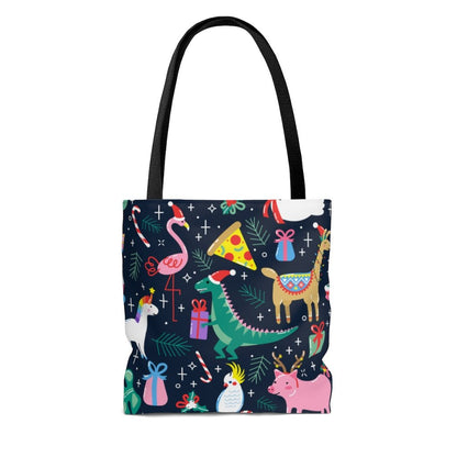 Christmas Animals Tote Bag - Puffin Lime
