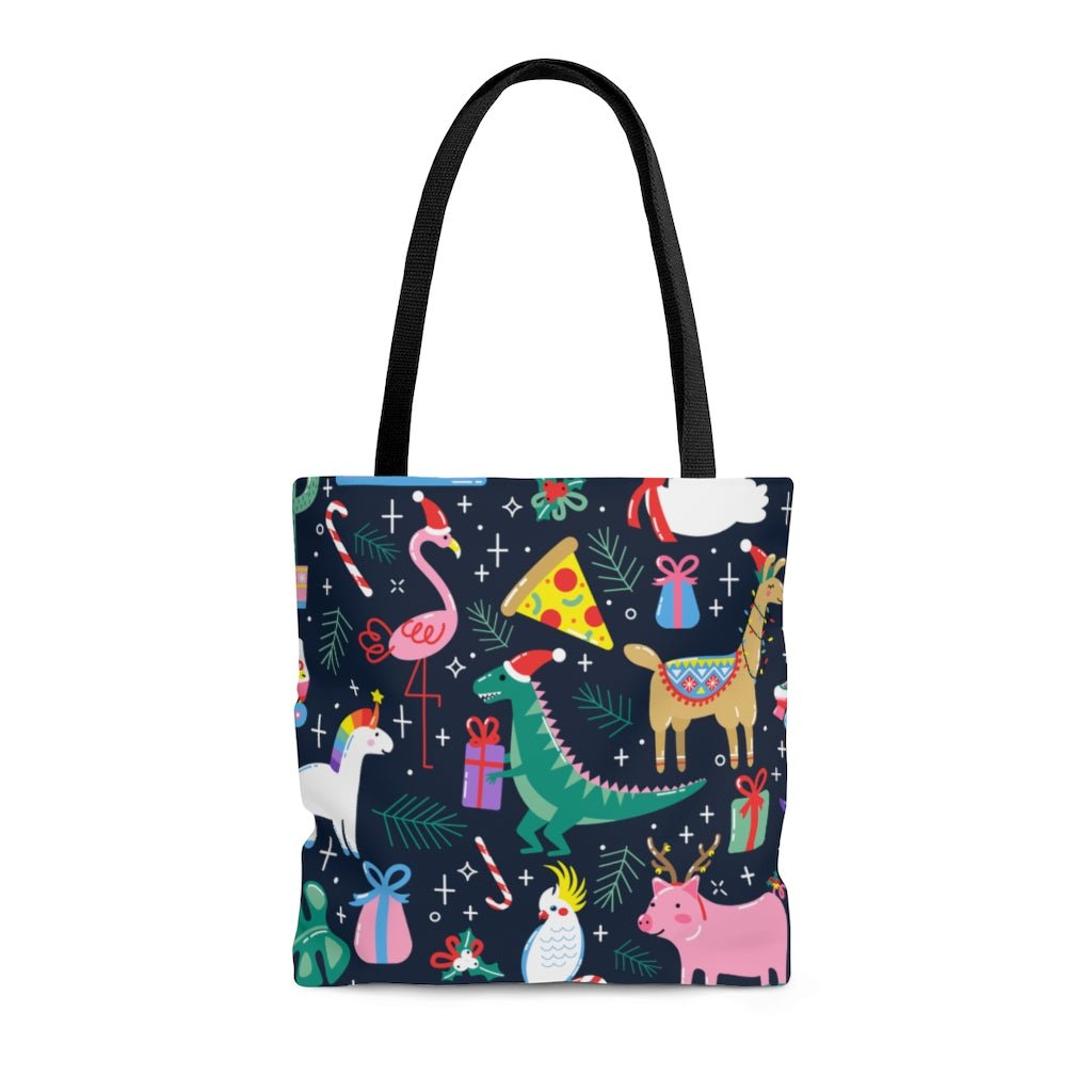 Christmas Animals Tote Bag - Puffin Lime