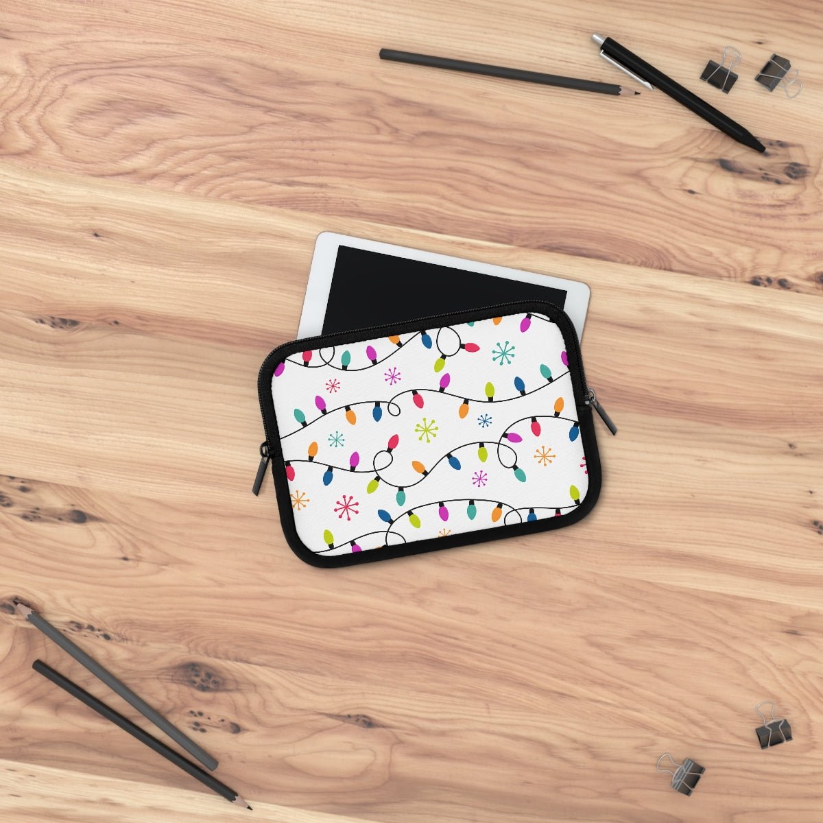Christmas Lights Laptop Sleeve - Puffin Lime
