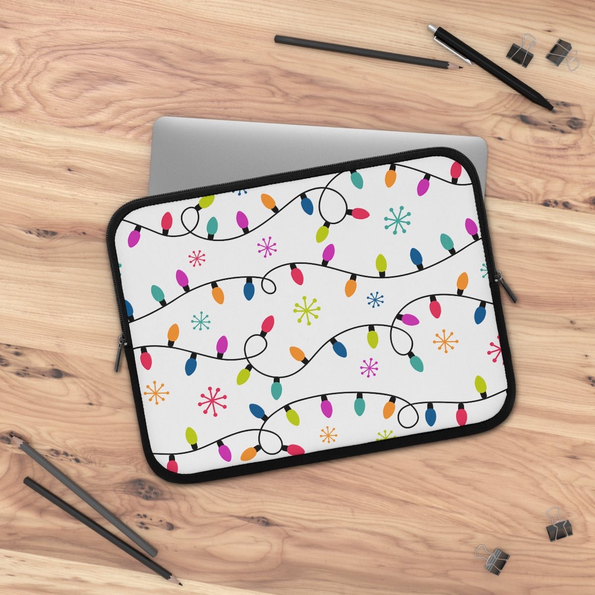 Christmas Lights Laptop Sleeve - Puffin Lime