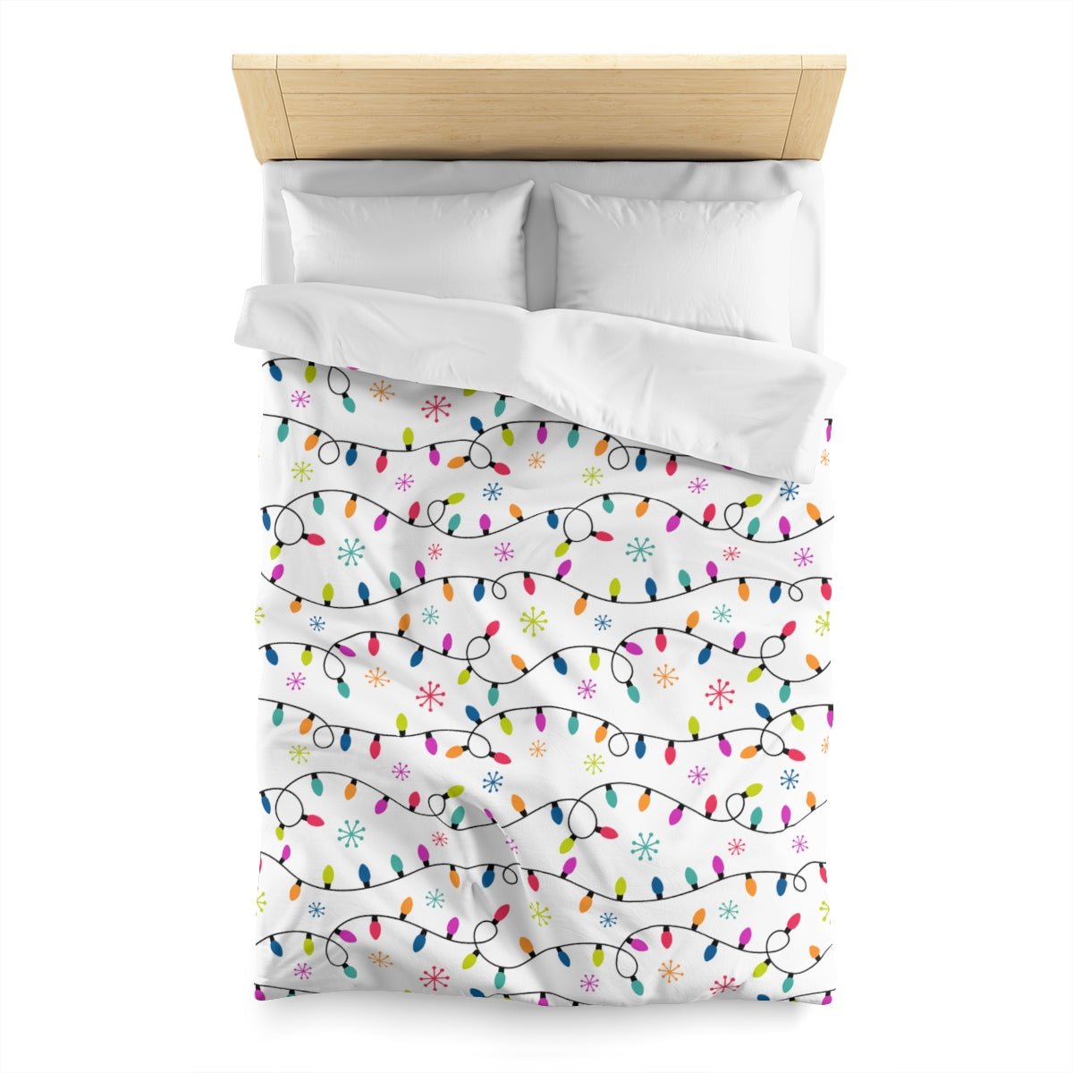 Christmas Lights Microfiber Duvet Cover - Puffin Lime