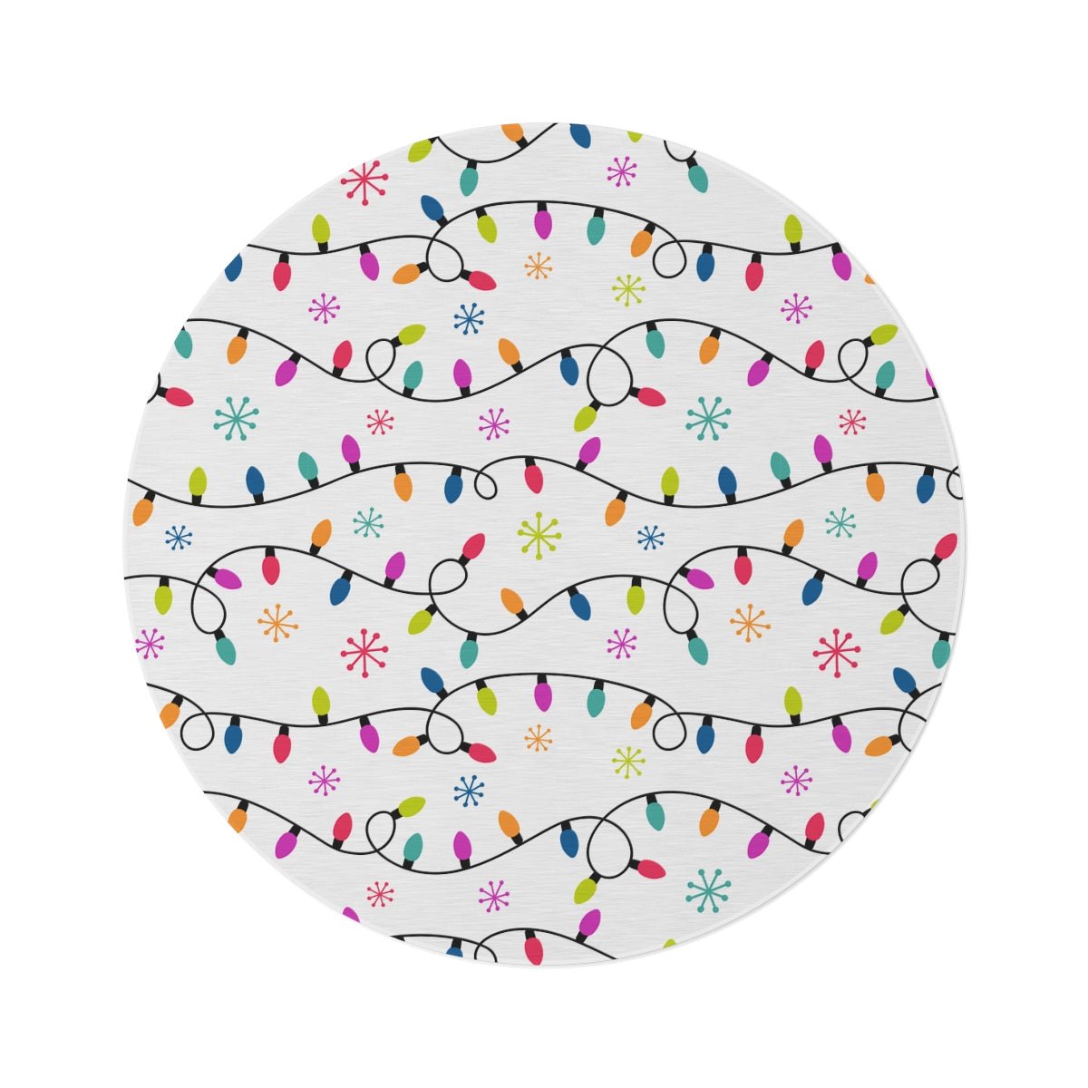Christmas Lights Round Rug - Puffin Lime