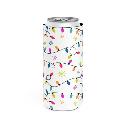 Christmas Lights Slim Can Cooler - Puffin Lime