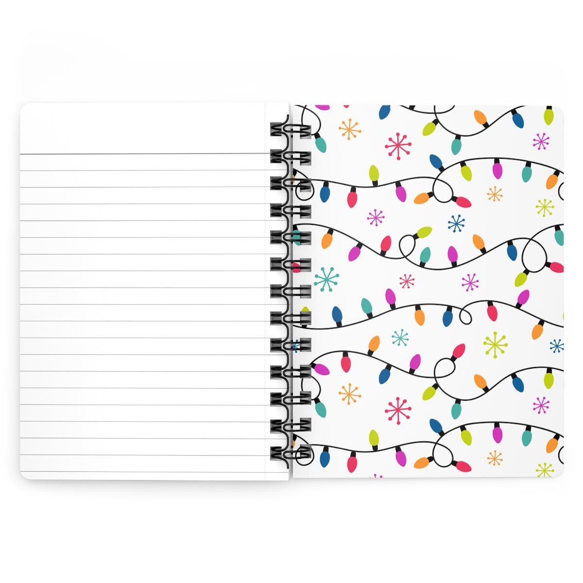 Christmas Lights Spiral Bound Journal - Puffin Lime
