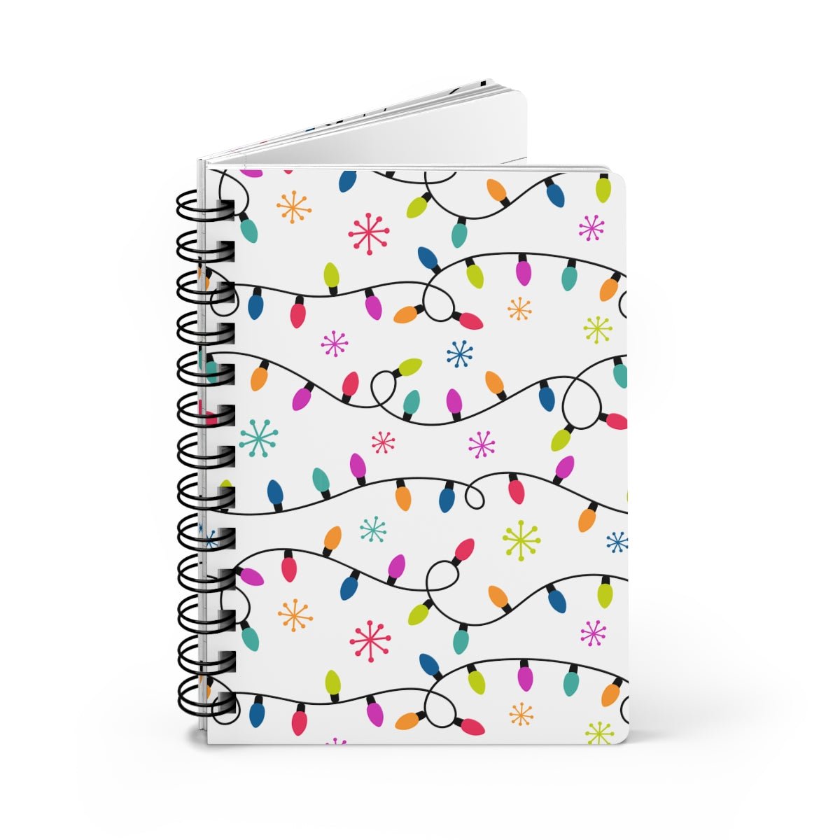 Christmas Lights Spiral Bound Journal - Puffin Lime