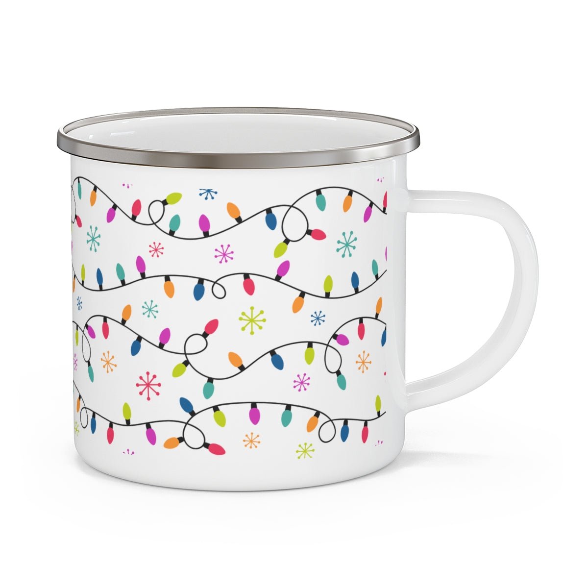 Christmas Lights Stainless Steel Camping Mug - Puffin Lime