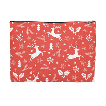 Christmas Reindeers Accessory Pouch - Puffin Lime