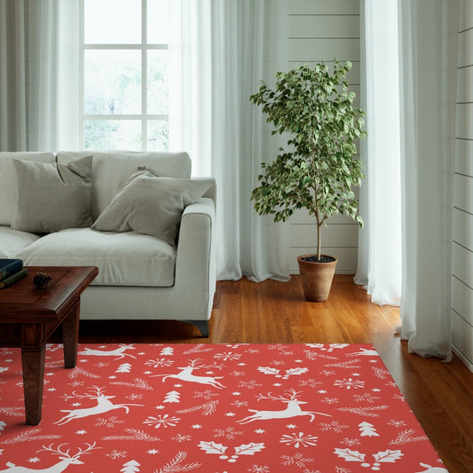 Christmas Reindeers Dornier Rug - Puffin Lime
