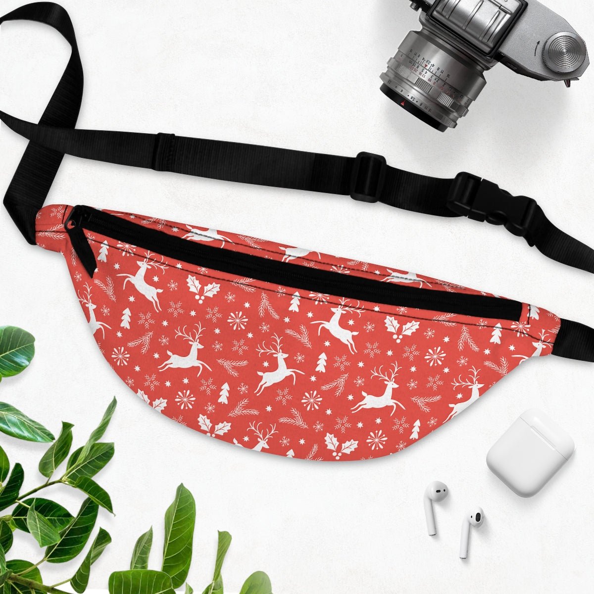 Christmas Reindeers Fanny Pack - Puffin Lime