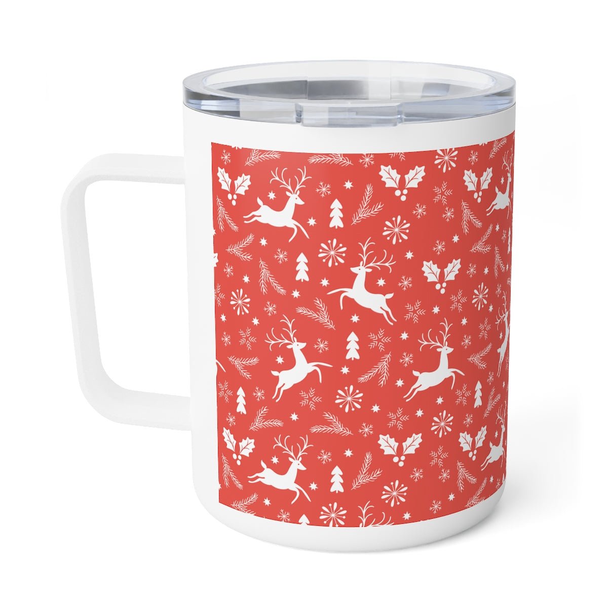 Christmas Reindeers Insulated Coffee Mug, 10oz - Puffin Lime