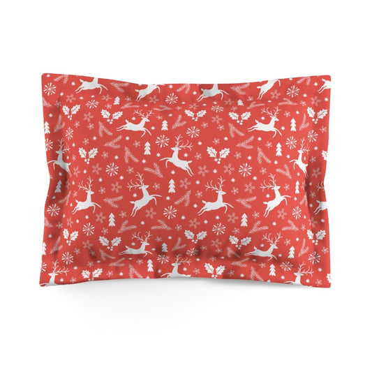 Christmas Reindeers Microfiber Pillow Sham - Puffin Lime