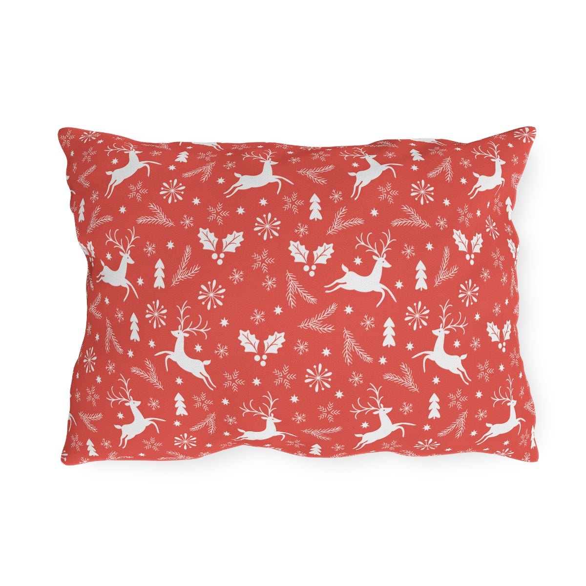 Christmas Reindeers Outdoor Pillow - Puffin Lime