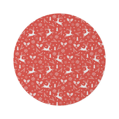 Christmas Reindeers Round Rug - Puffin Lime