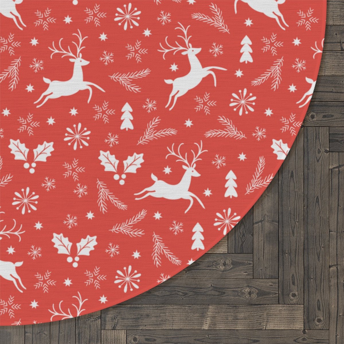 Christmas Reindeers Round Rug - Puffin Lime