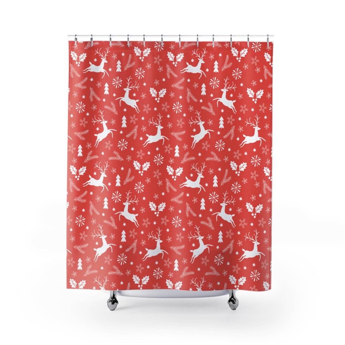 Christmas Reindeers Shower Curtains - Puffin Lime