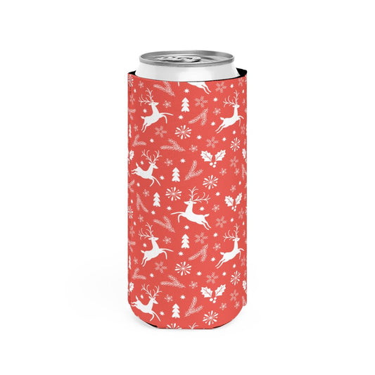 Christmas Reindeers Slim Can Cooler - Puffin Lime