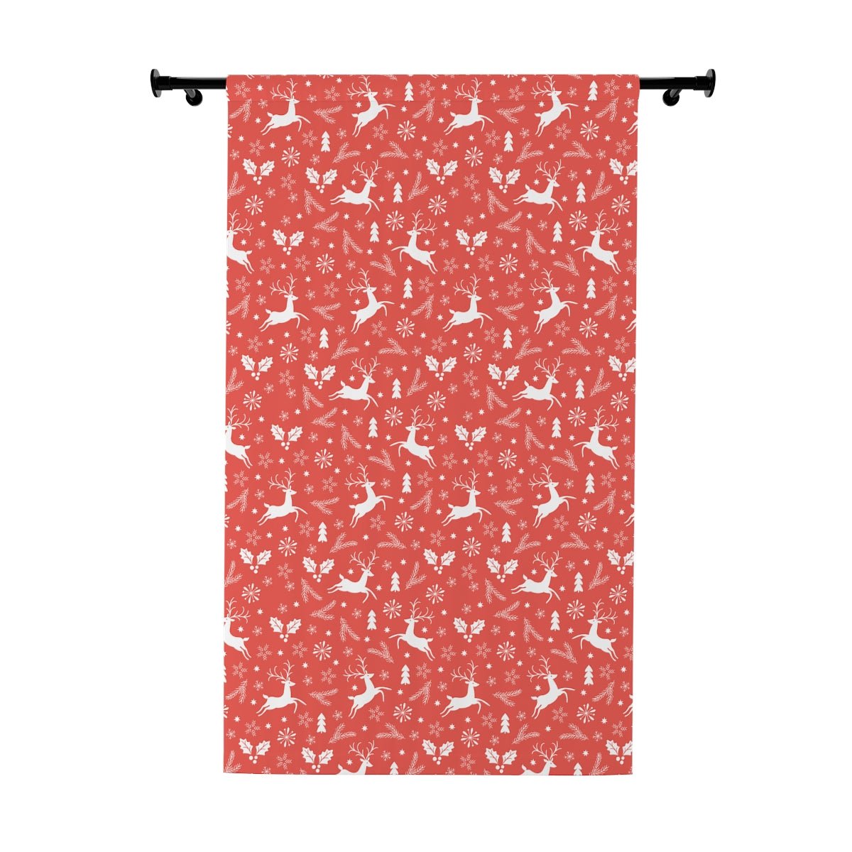 Christmas Reindeers Window Curtains (1 Piece) - Puffin Lime