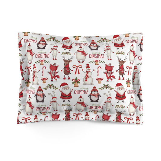 Christmas Santa Microfiber Pillow Sham - Puffin Lime