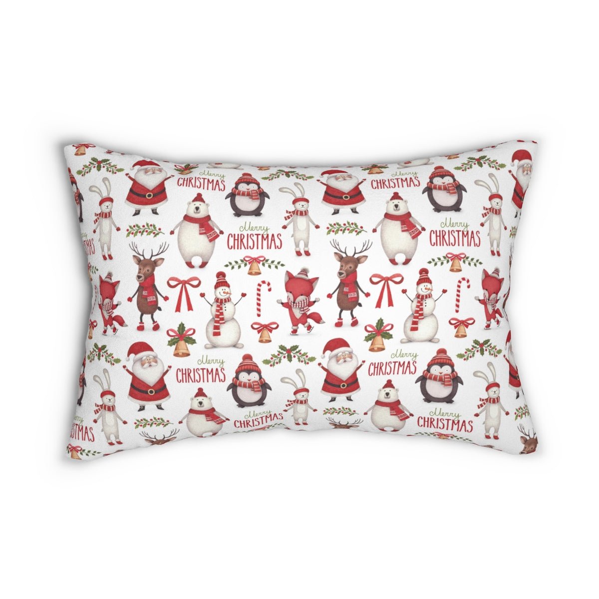 Christmas Santa Spun Polyester Lumbar Pillow - Puffin Lime