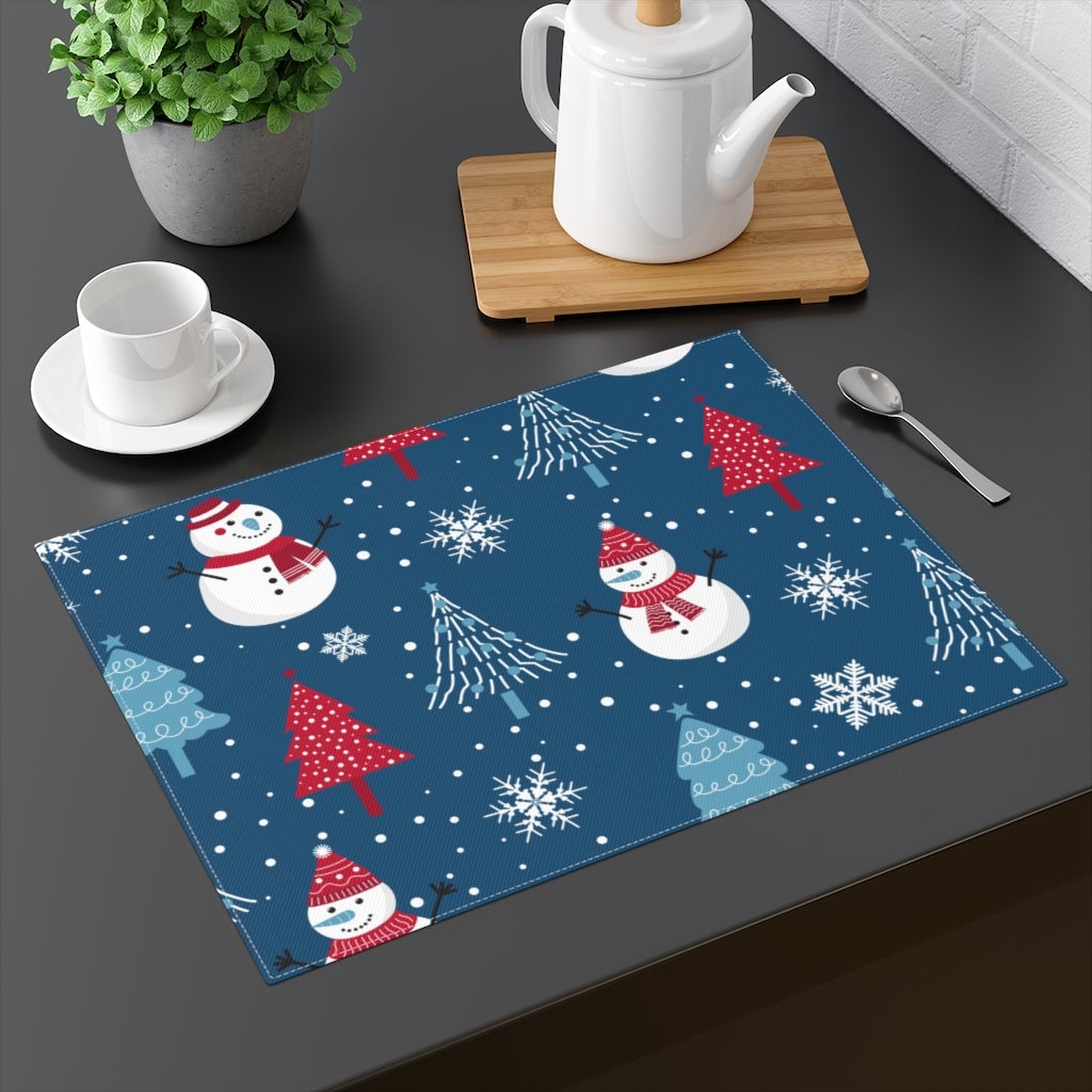 Christmas Snowmen and Trees Cotton Placemat