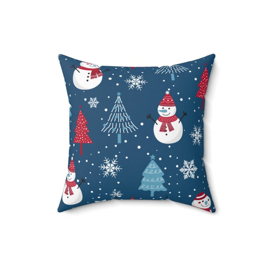 Christmas Snowmen and Trees Throw Pillow - Puffin Lime