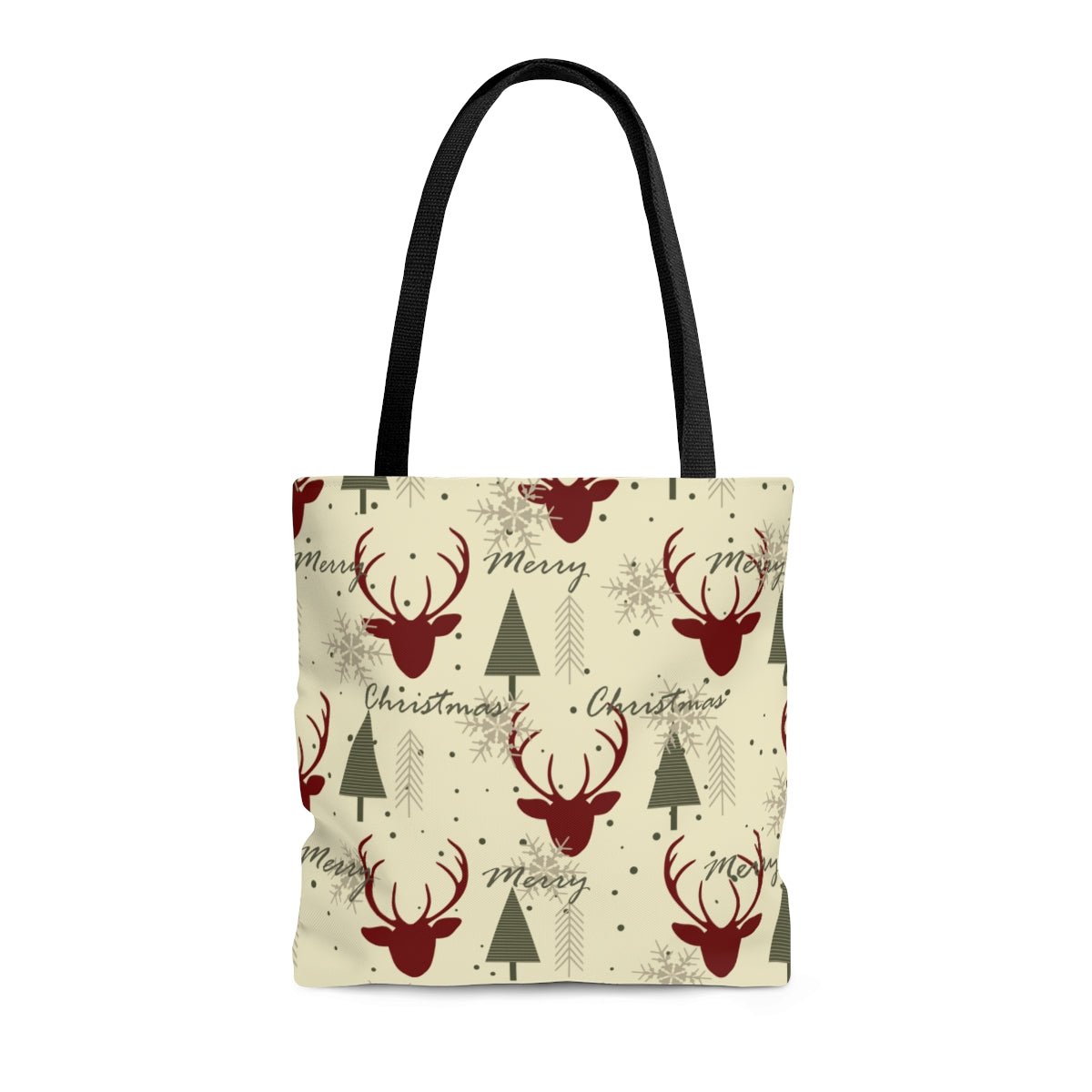 Christmas Trees and Reindeers Tote Bag - Puffin Lime