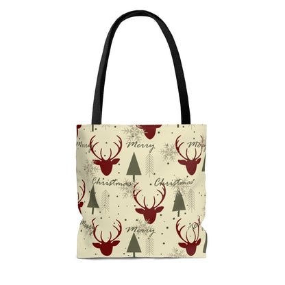 Christmas Trees and Reindeers Tote Bag - Puffin Lime