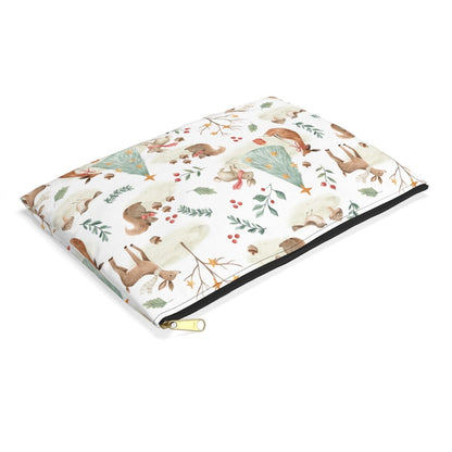 Christmas Woodland Animals Accessory Pouch - Puffin Lime