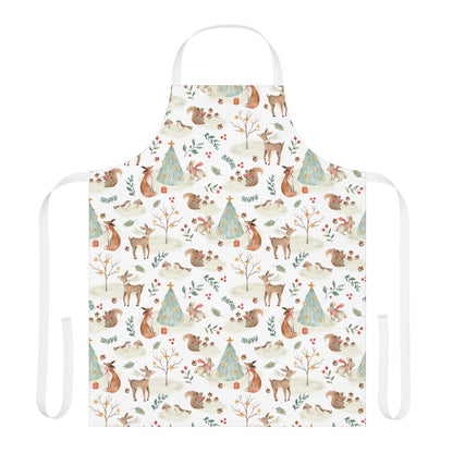 Christmas Woodland Animals Apron - Puffin Lime