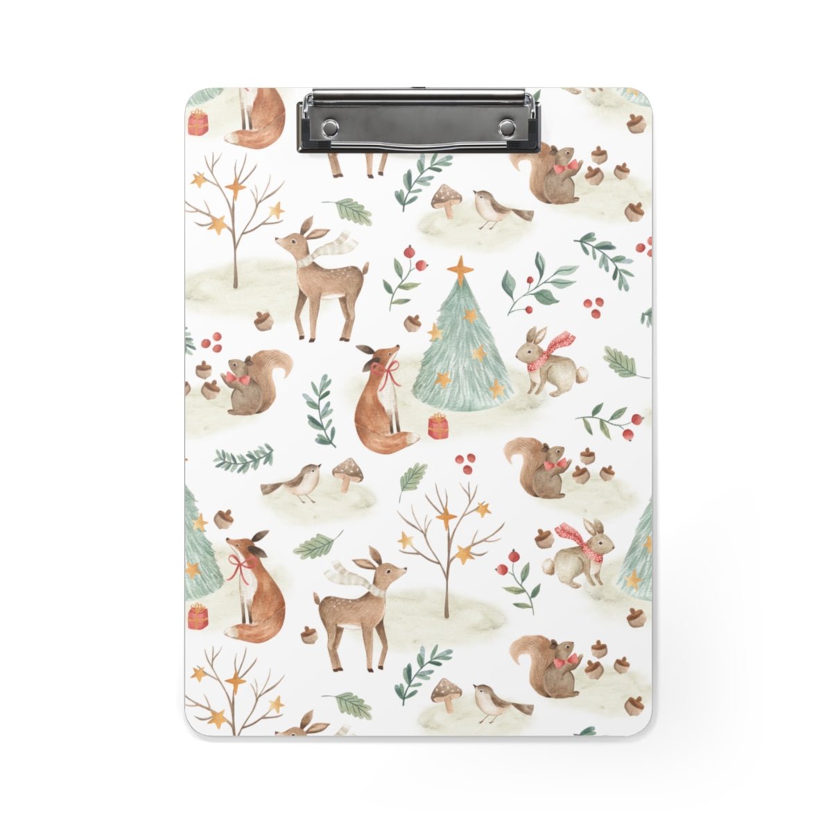 Christmas Woodland Animals Clipboard - Puffin Lime