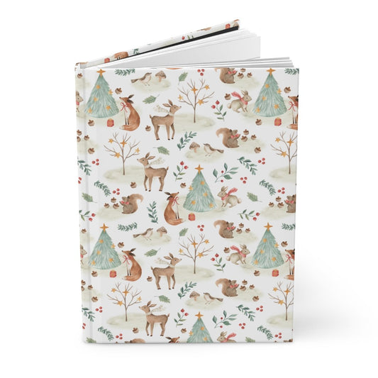 Christmas Woodland Animals Hardcover Journal Matte - Puffin Lime