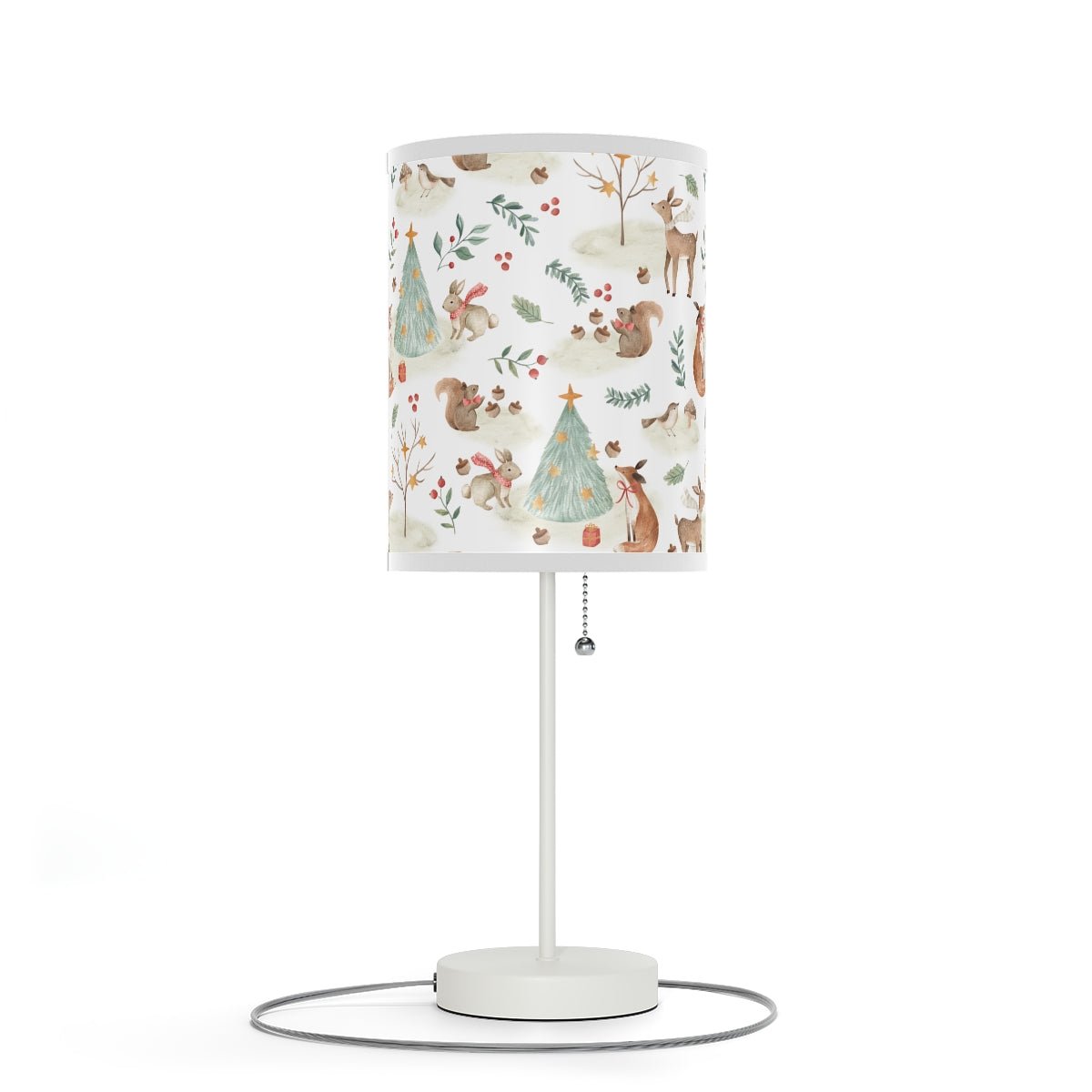 Christmas Woodland Animals Table Lamp - Puffin Lime