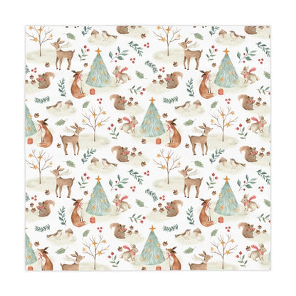 Christmas Woodland Animals Tablecloth - Puffin Lime