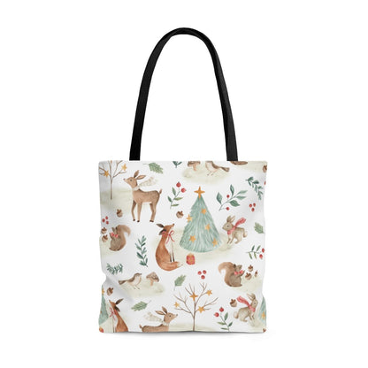 Christmas Woodland Animals Tote Bag - Puffin Lime