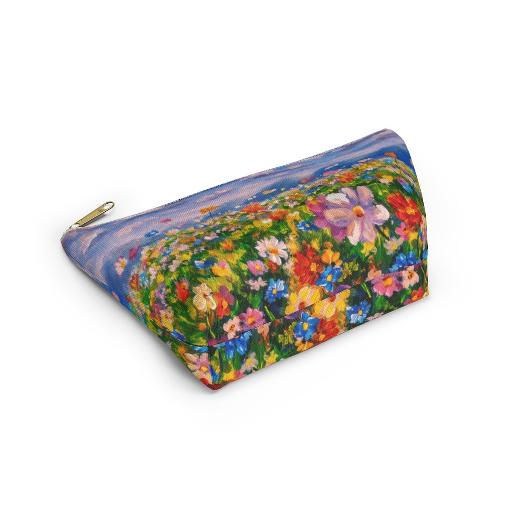 Claude Monet Flower Meadow Accessory Pouch w T-bottom - Puffin Lime