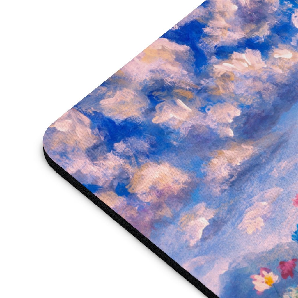 Claude Monet Flower Meadow Mouse Pad - Puffin Lime