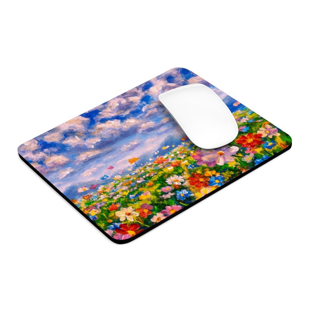Claude Monet Flower Meadow Mouse Pad - Puffin Lime