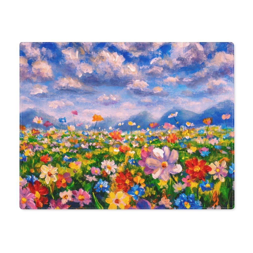 Claude Monet Flower Meadow Placemat - Puffin Lime