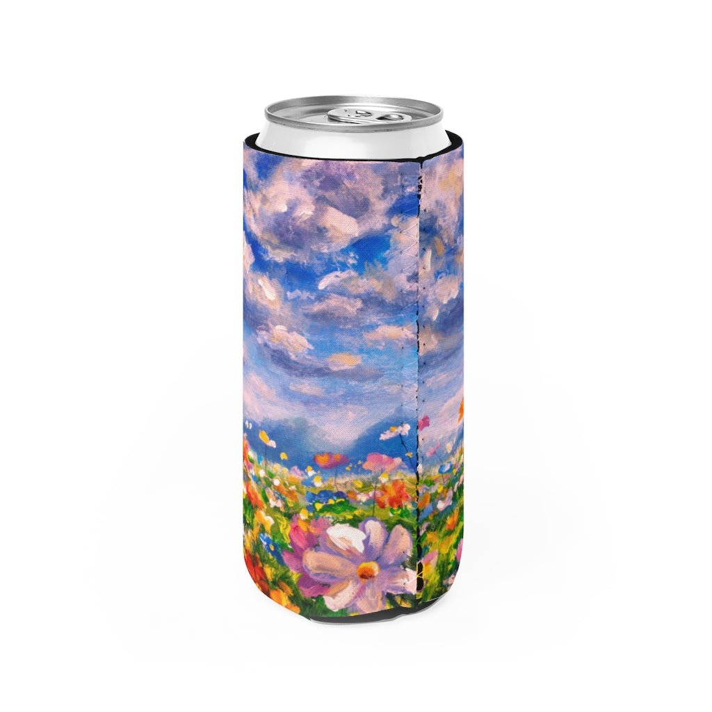 Claude Monet Flower Meadow Slim Can Cooler - Puffin Lime