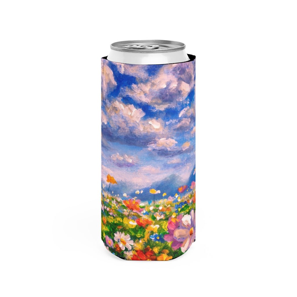 Claude Monet Flower Meadow Slim Can Cooler - Puffin Lime